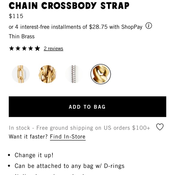 Clare V thin brass crossbody strap NWT retail $115 - Picture 5 of 6